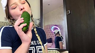 Perfect Bunny cucumber solo orgasm masturbating