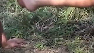 Outdoor foot licking