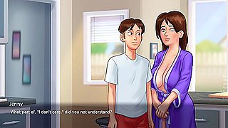 Summertime Saga - Hot Busty Milf Landlady Helps With Her Tenants Wet Dreams They Get Caught! - By Darkcookie