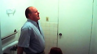 Bathroom slut sucks dick