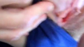 Hairy pussy girl gets fucked and filled with cum