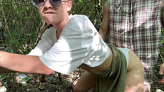 Live content from a walk and pleasant sex in the forest in public