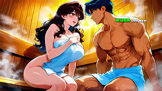 Cheating Wife Gets Creampied Hard by Cock Young Neighbor in Private Sauna Session - Ai Animation
