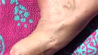 Fan Request Granny Naked in Sun Shows Dirty Rough Soles & Toes GILF 2