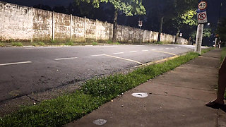 Risky Masturbating At The Bus Stop Next To The Beautiful Stranger!