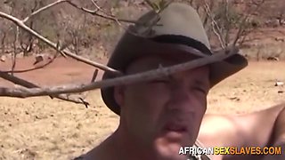 African Farm Maid Spit Roasted By Rancher