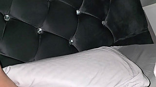 Step mom laid down playing with step son big dick