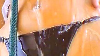 Hose bath washing the car.