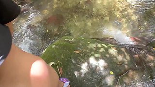 exotic teen squirts during outdoor fuck in POV