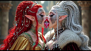 Beautiful Elves Princess Kissing, Ai Animation