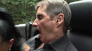 Mature4k. brunette on High Heels seduced a teen man in the forest and screwed in public