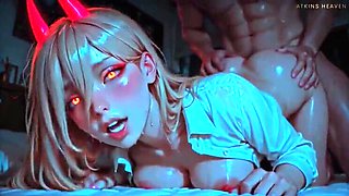 Atkins Heaven Anime Hentai - Petite Girl Rough Doggy Style Fuck with Cum on Face