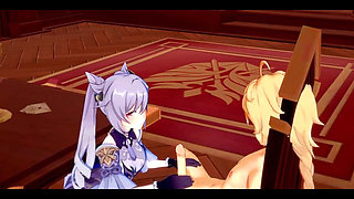 Genshin Impact Hentai - Aether X Ganyu Handjoob and Fucked - Japanese Asian Manga Anime Game Porn