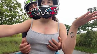 My Stepmom's Big Natural Tits Out for Movie Night - POV Public Taboo