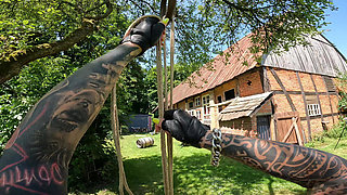 POV - Predicament - Endurance - Bound in Rough Predicament-suspended by Wrists-strapado 243