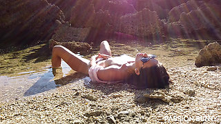 Cute Wife Fingering on Sea Beach