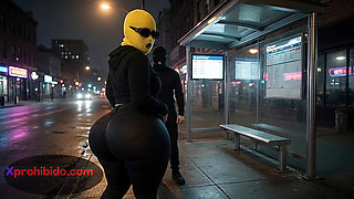 Big Ass Woman Shaking Her Massive Butt at the Bus Stop