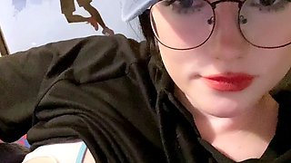 Busty curly brunette with big boobs fucks on couch