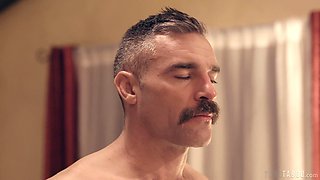 Mustached dude bangs soaking pussy of such an emotional babe Chanel Preston