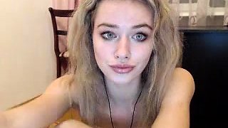 Russian Blonde Babe Masturbating her pussy on webcam