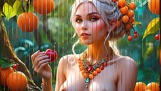 Beautiful Big Breasted Nude Elf Girl with African Cherry Orange