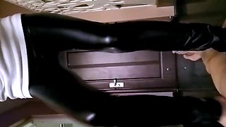 Japanese Femdom footjob with sharp heels