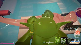 Emma's first deep tissue session at the orc massage parlor featuring a naked mermaid