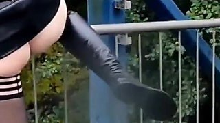 Elsarixterxxx - Hot Wife. My Walk on the Bridge, Without Panties, Tight Ass and Wet Pussy.