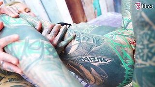 Tattooed Couple Fuck with Big Cocks Merry Gets Inked Foursome