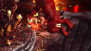 Inferno. Hot sex in hell. Devil fucks hard a young sexy slave