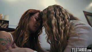 Heavy-breasted bi mommy convinces GF for threesome orgy