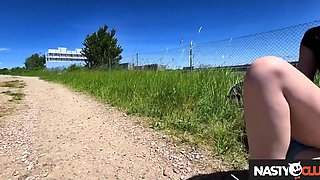 Hot babe with big boobs gets railed by her horny boyfriend on a motorcycle seat