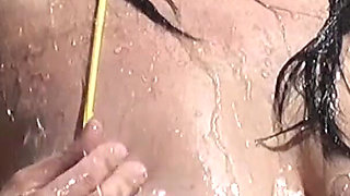 Sexy outdoor bikini tease! Britney's bikini car wash & water hosed slow-mo jiggly boobs