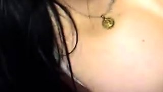 Big tit shemale jerks her long cock