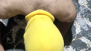 Mistress footjob snd ballbusting slave at home