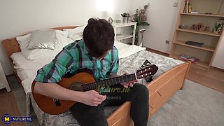 37 Year Old Stepmilf Nathalia Seduces Her Stepson Into A Wild Old And Young Fuck In His Bedroom