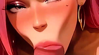 Ai Generated - Pink Hair 3D Anime Bimbo Full Scene - Blowjob to Hard Anal (4k)