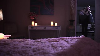 Erotic solo masturbation with teen brunette