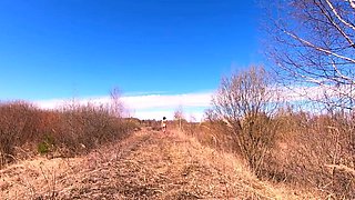 Naked Blonde Russian Teen Walks on the Farm