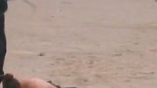 Fat ass and spanking - On the beach