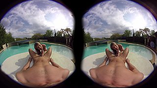 Dive into Poolside Passion with Gina's Blonde Handjob Magic