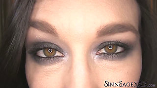 Sinn Sage Highlights Beautiful Hazel Eyes In Close Up For Camera View