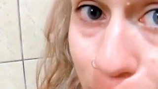 Drinking Pee Yellow and Cum Swallow - Bathroom