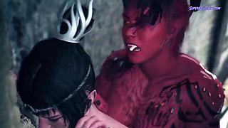 Princess Caught & Fucked By Huge Cock - 3D Futa Animation