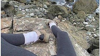 He Fingered Me To Orgasm! Wet Mermaid On A Coastal Rock In Public