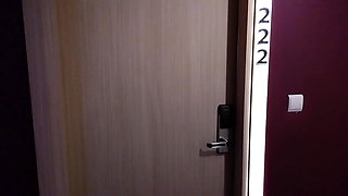stepdaughter walks naked around the hotel and masturbates while stepfather records mom sleeping in the room
