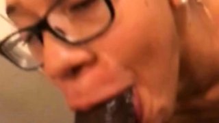 Big cock EXGF interracial busty geek coed blowjob