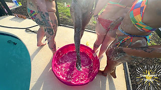 Creamy Custard Playtime: Savanna, Giana, Bleu & Livie Get Messy