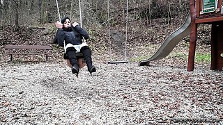 Brunette Amateur Nailed Outdoors In Public