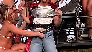Yeastyboiz: Curvy Big Tits Girls Play & Squirt on Monster Truck While Duct Taped Guy Gets Handjob